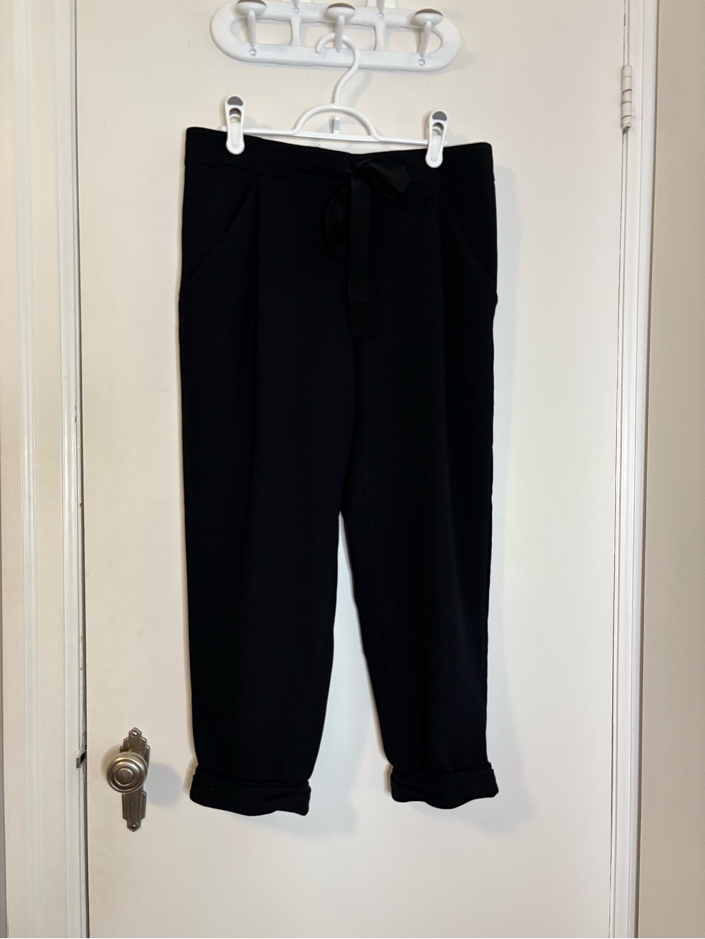 Wilfred Black Tie-Waist Tapered Pants